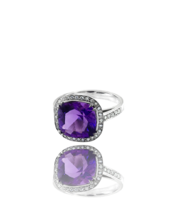 Amethyst and White Diamond Cocktail Ring