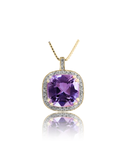 Amethyst and White Diamond Pendant