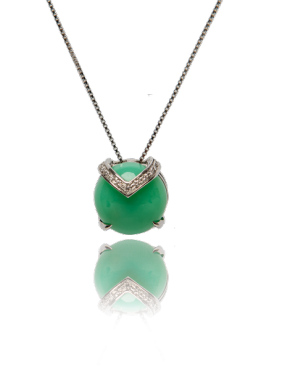 Claudia White Diamond Collar Chrysoprase Pendent