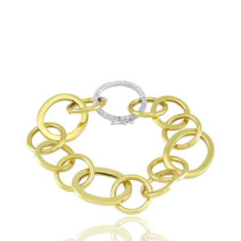 18kt Yellow Gold White Diamond Clasp Bracelet Made in Italy
