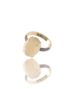 Nude Moonstone and Black Diamond Cocktail Ring