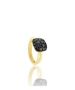 Black Diamond Pavé Cocktail Ring in 18k Yellow Gold