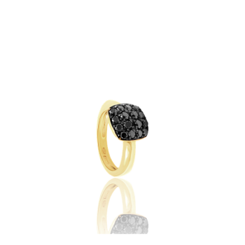 Black Diamond Square Cocktail Ring 18kt Yellow Gold