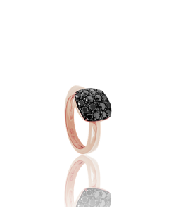 Black Diamond Pavé Cocktail Ring set in Rose Gold
