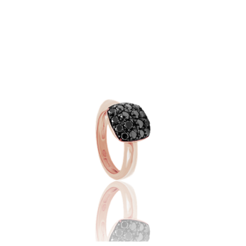 Black Diamond Square Cocktail Ring in Rose Pink 18kt Gold