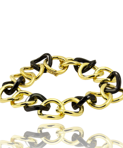 Black Ceramic and 18k Gold Chain Bracelet