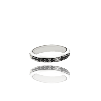 Black and White Diamond Channel Set eternity band in 18kt White Gold Made in Italy