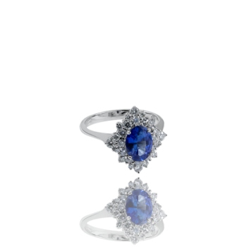 Blue Sapphire and White Diamond Ring