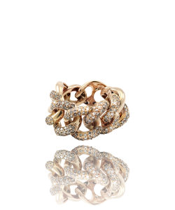 Champagne Diamond and Rose Gold Curb Chain Ring