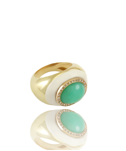 Chrysoprase and White Diamond Creola Cocktail Ring