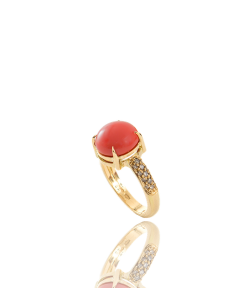 Coral and Champagne Diamond Ring