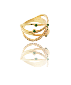 Emerald and White Diamond Cocktail Ring