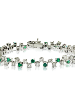 Emerald and White Diamond Tennis Bracelet