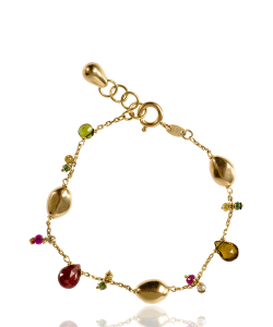 Gold Pebble and Multistone Bracelet