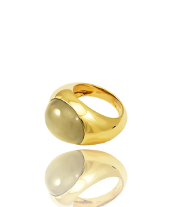 Grey Moonstone 18k Yellow Gold Cocktail Ring