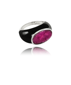 Pink Brazilian Rosanite Hand Enamelled Ring