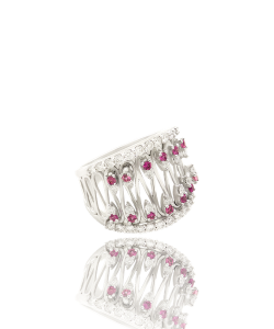 Pink Sapphire and White Diamond Cocktail Ring