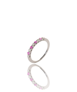 Rose Corundum and White Diamond Ring