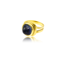 Sugarloaf Sapphire and 18k Yellow Gold Ring