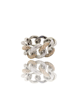White Diamond and Champagne Diamond Curb Chain Ring