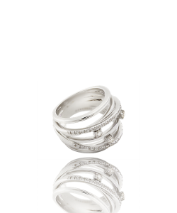 White Diamond Multiband Cocktail Ring