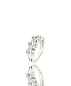 White Diamond Three Band Ring