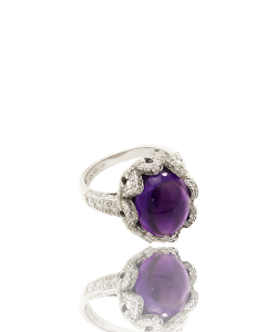 White Diamond and Amethyst Cocktail Ring