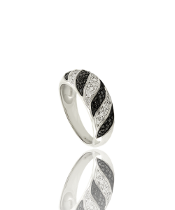 White and Black Diamond Pave Band