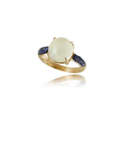 White Moonstone and Blue Sapphire Cocktail Ring