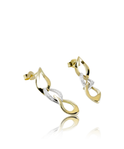 Chain Drop Pendent Yellow Gold and White Diamond Earrings