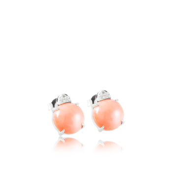 Angel Coral and White Diamond Earrings