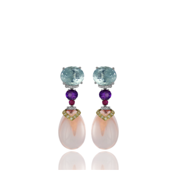 Aquamarine and Amethyst Cocktail Earrings