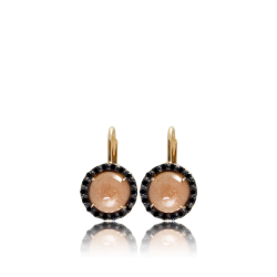 Black Diamond and Sunburst Surround Earrings