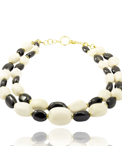 Agate and White Coral 18k Yellow Gold Necklace