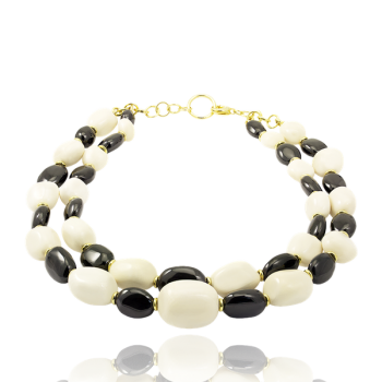 Black Onyx and 18kt Yellow Gold Necklace Made in Italy