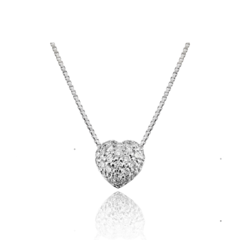 Domed Heart White Diamond Necklace