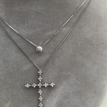 White Diamond Cross White 18k Gold