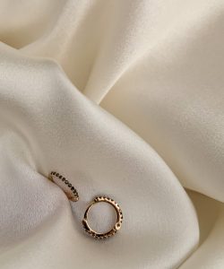 Black Diamond hoops set in Rose Gold