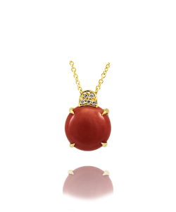 Coral and Champagne Diamond Pendant
