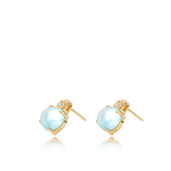 Topaz and Trio White Diamond Studs