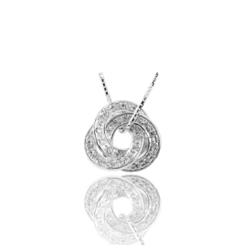 White Diamond Circle Link Necklace