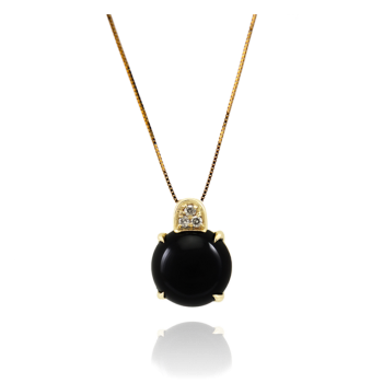 Black Agate and White Diamond Pendant