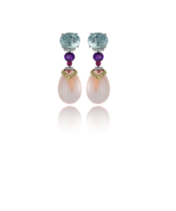 Aquamarine and Amethyst Cocktail Earrings