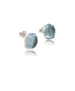 Blue Topaz and 18k White Gold Studs