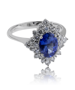 Sapphire and White Diamond Engagement Ring