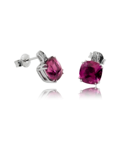 White Diamond and Garnet Earrings