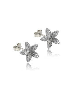 White Diamond Flower Earrings