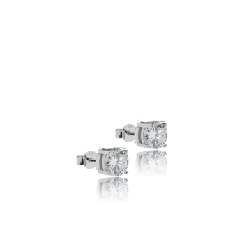 White Diamond Studs Made in Italy 18kt White Gold