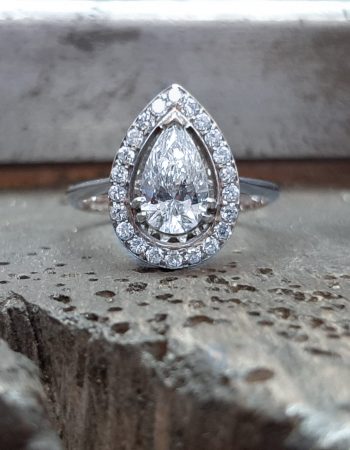 White Diamond Pear White Diamond Halo Ring