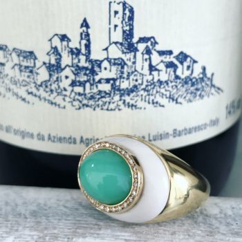 chrysoprase 18kt gold made in italy ring vallebona wine